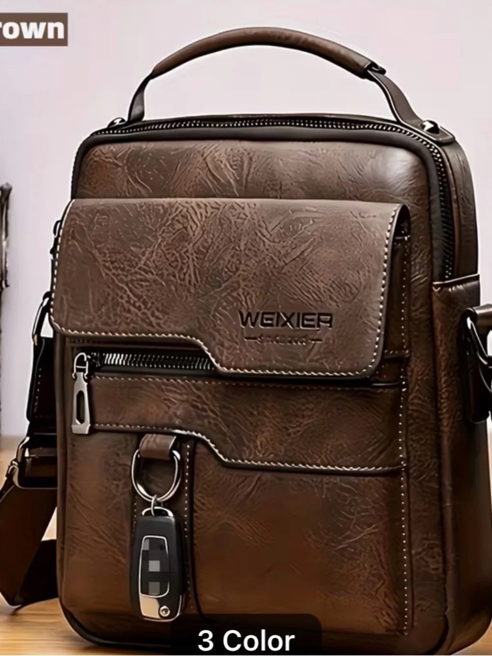 Men's Tan Leather Crossbody Bag
